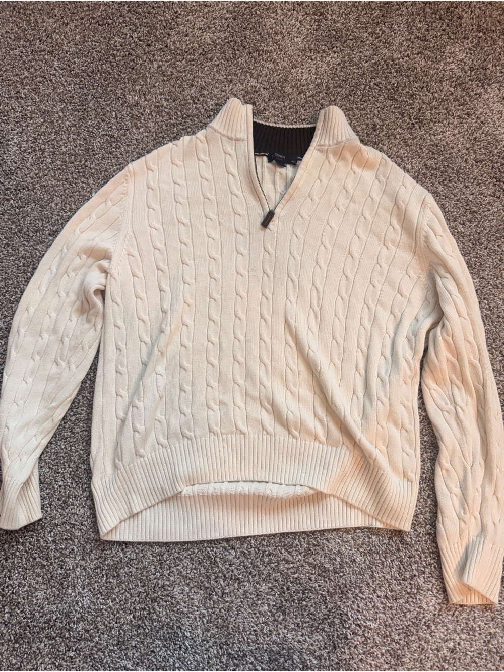 Men's Cremieux Cable Knit Quarter-Zip Sweater - Cream